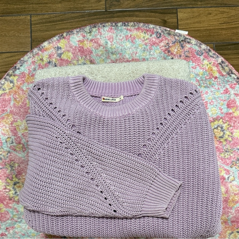 Marine Layer Lavender Knit Women's Sweater - Classic Crewneck